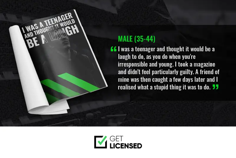 reason for shoplifting shared by a man